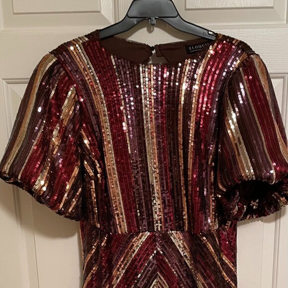 eloquii sequin dress with puffed sleeves - Picture 9 of 9